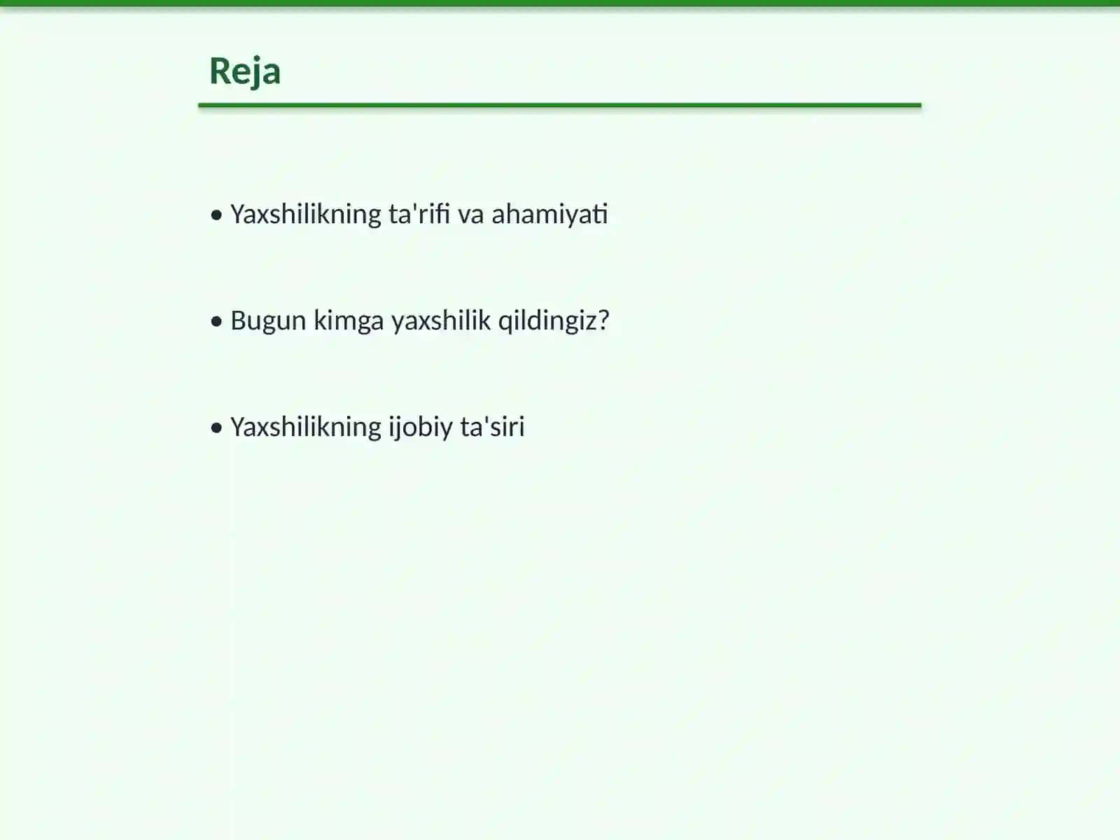 Bugun kimga yaxshilik qilding? 2