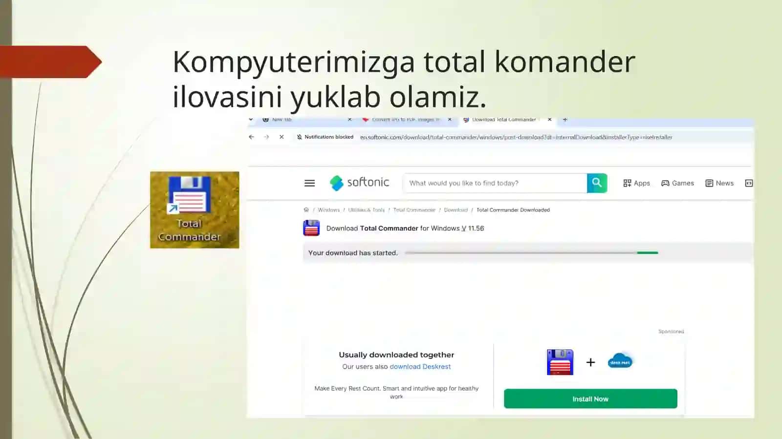 Kompyuterimizga totalkomander ilovasini yuklab olamiz 2