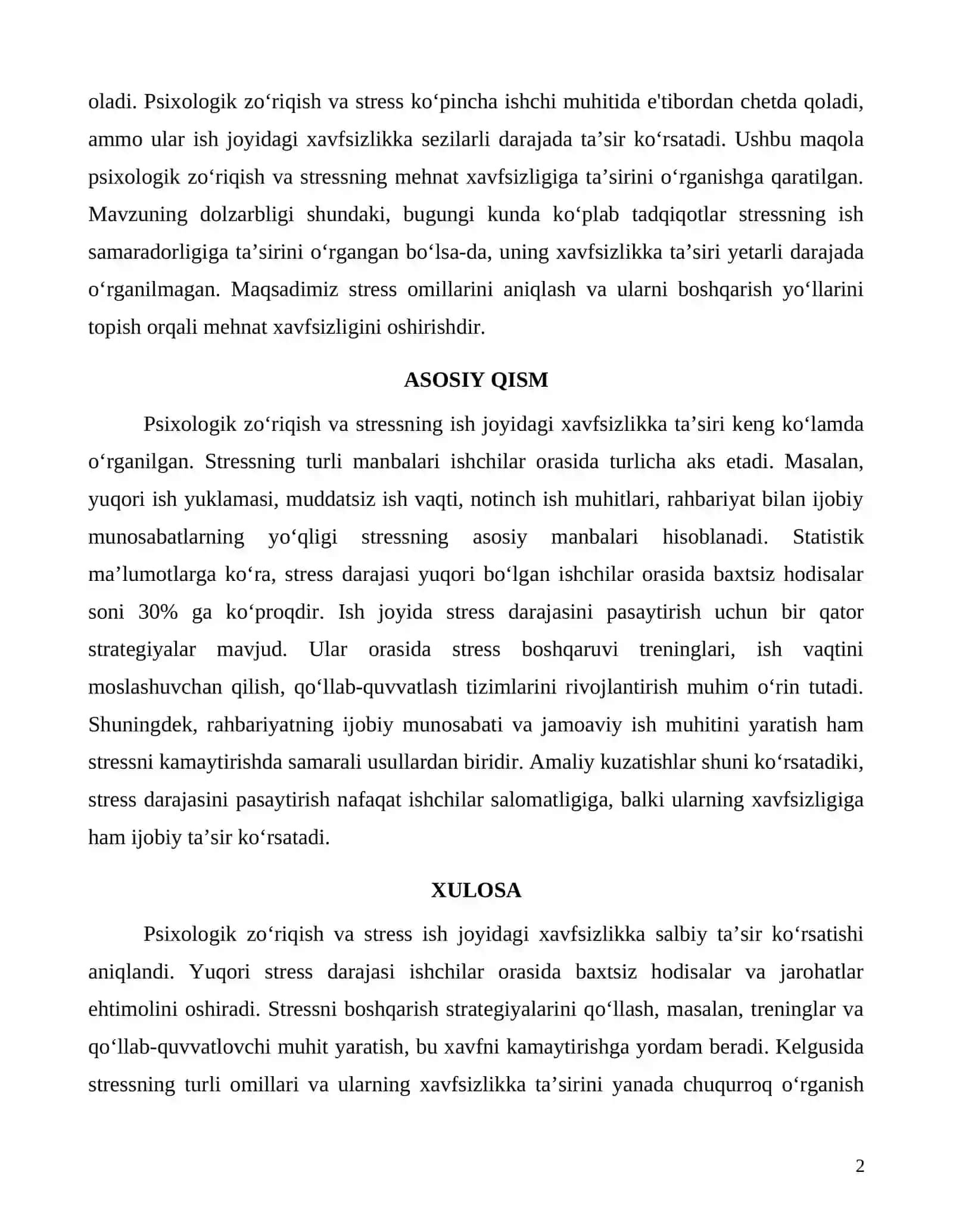 Psixologik zo‘riqish va stressning mehnat xavfsizligiga ta’siri 2
