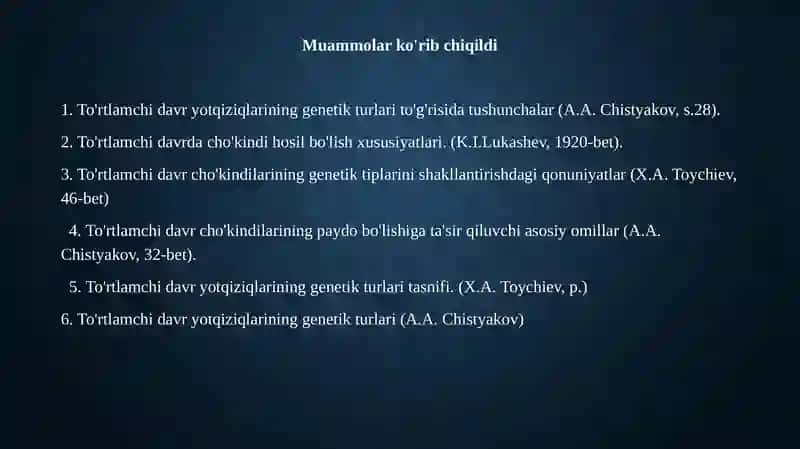 To'rtlamchi davr yotqiziqlari va relyefining genetik tiplari shakllanishining qonuniyatlari 2