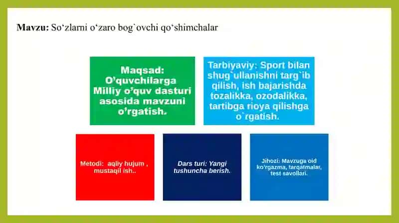 Ona tilidan so'zlarni o'zarib qo'shuvchi qo'shimchalar 2