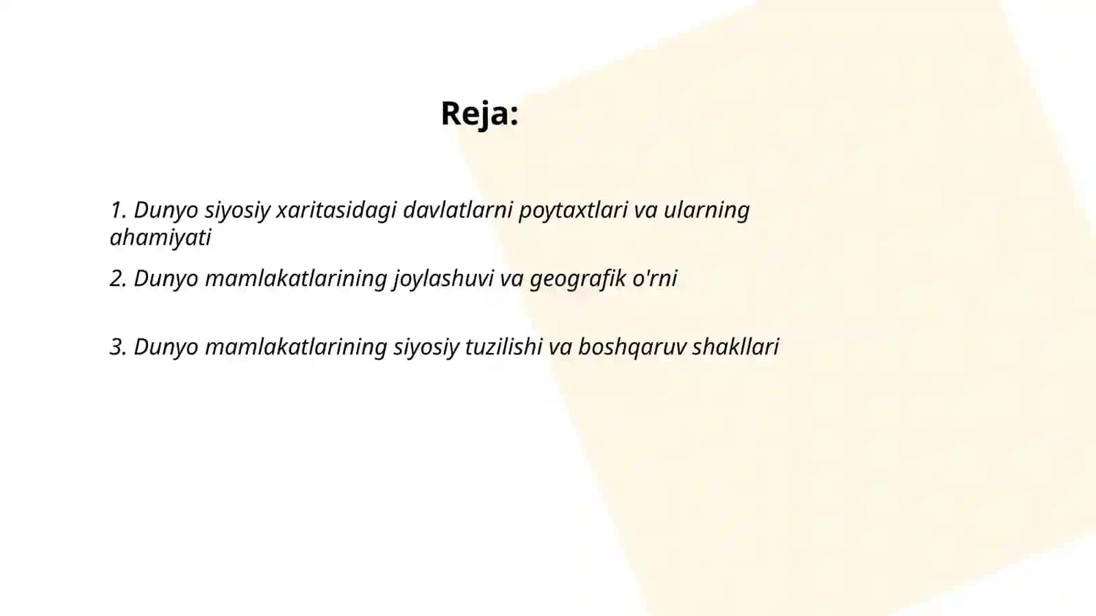 Dunyo siyosiy xaritasidagi davlatlarni poytaxtlari va ularning ahamiyati 2
