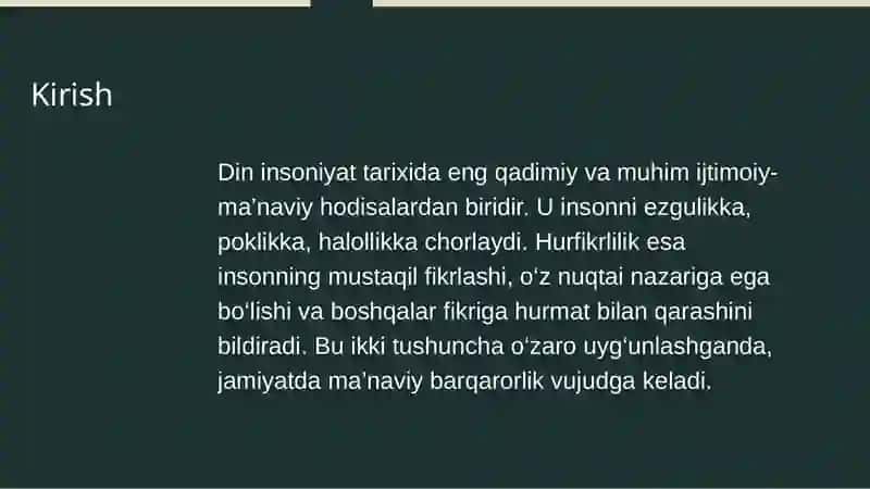 Din va Hurfikrlik 2