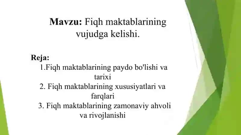 Fiqh maktablarining vujudga kelishi. 2
