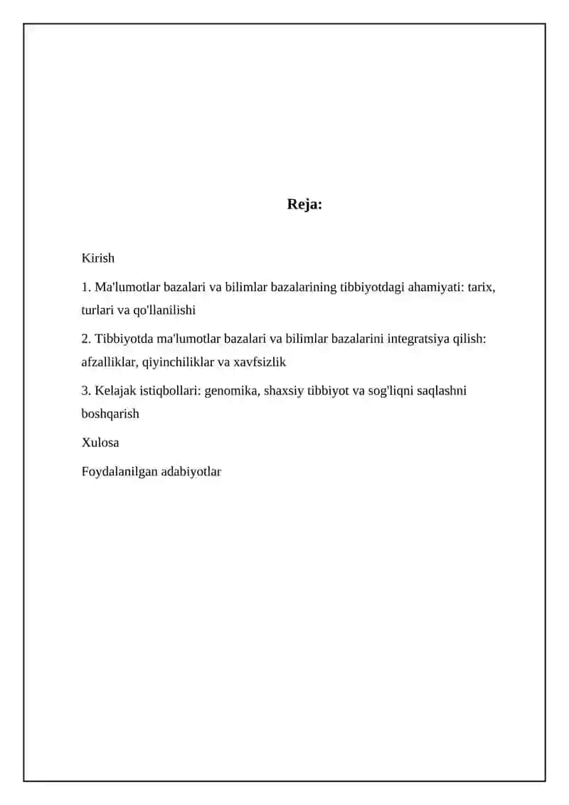 Tibbiyotda ma'lumotlar bazalari va bilimlar omboridan foydalanish 2