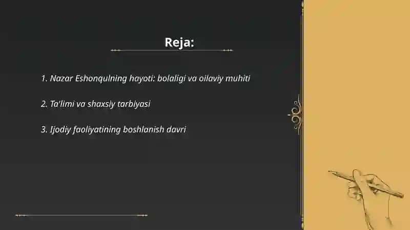 Nazar Eshonqul hayoti va ijodi va ayyor hikoyasi haqida 2