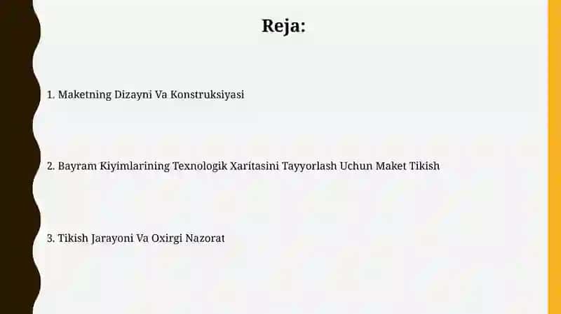 Bayram Kiyimlarining Texnologik Xaritasini Tayyorlash Uchun Maket Tikish 2