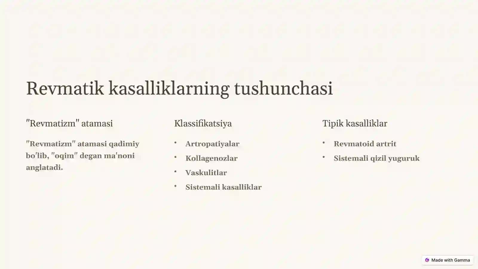 Revmatik kasalliklar: Kirish 2