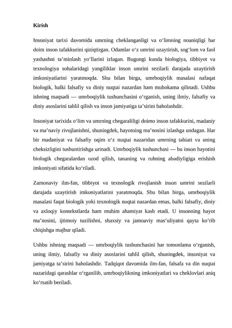 Umrboqiylik Mumkinmi? 2