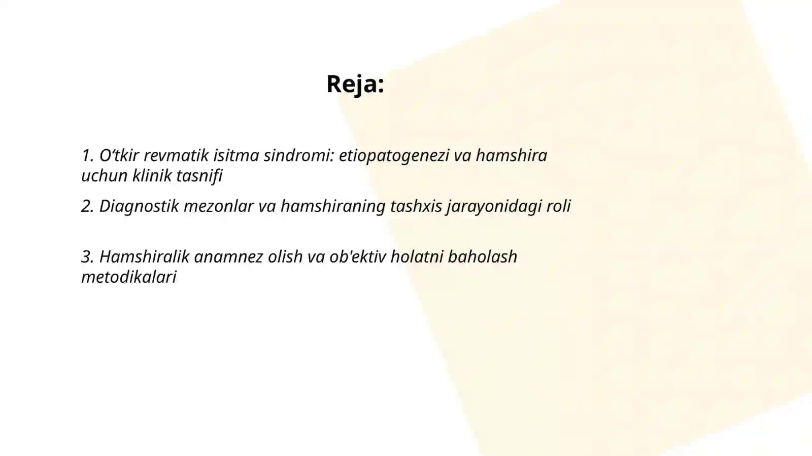 Oʻtkir Revmatik Isitma Sindromida Hamshiralik Jarayoni 2