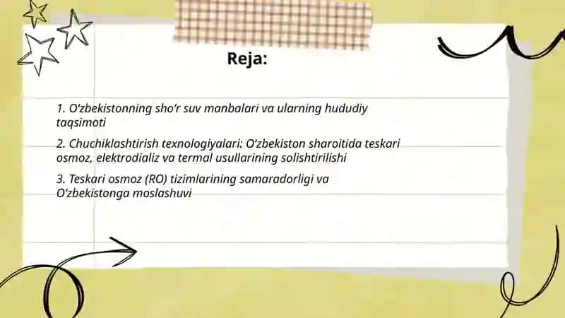 Oʻzbekiston sharoitida Shoʻr suvni chuchiklashtirish 2
