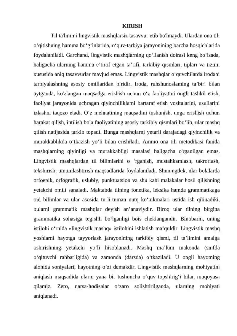 ONA TILI DARSLARIDA O'TKAZILADIGAN LEKSIK SEMENTIK ISHLAR 2