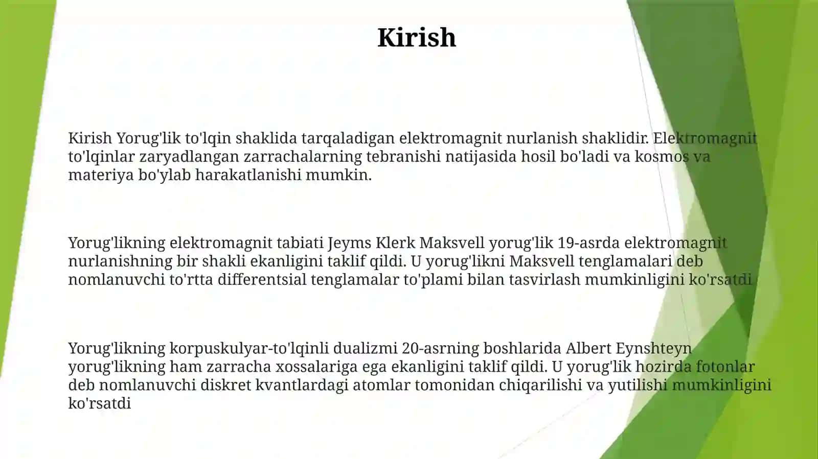 YorugʻLikning Elektromagnit ToʻLqin Tabiati YorugʻLikni KorpuskulyarToʻLqinDualizmi 2