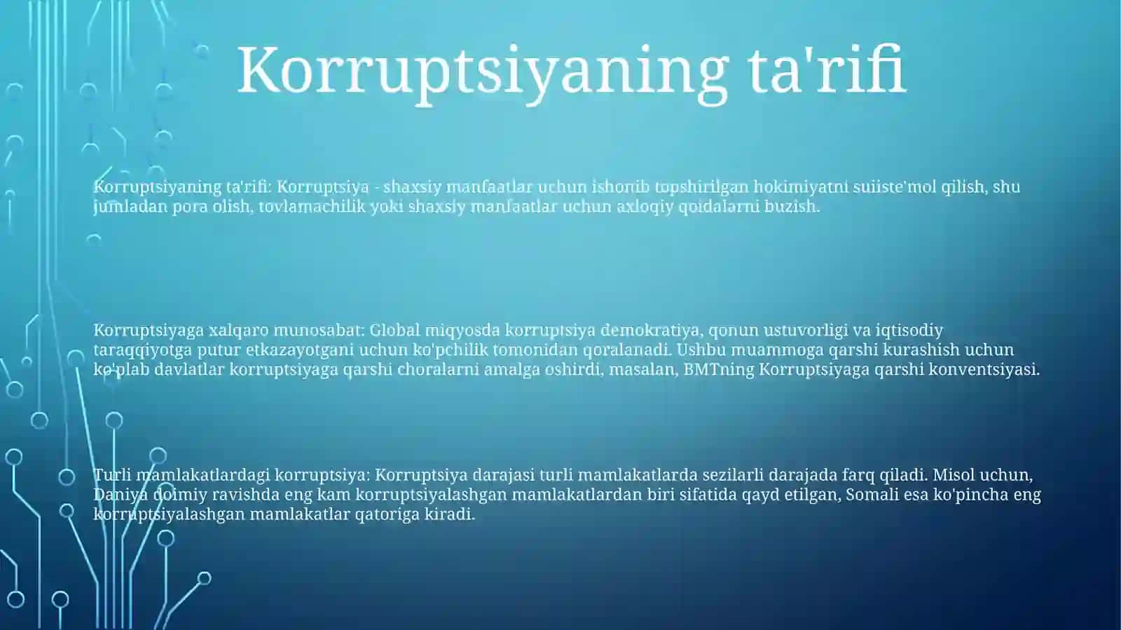 Xalqaro Miqyosda Korrupsiyaga Bo’Lgan Munosabat.(DavlatlarMisolida) 2