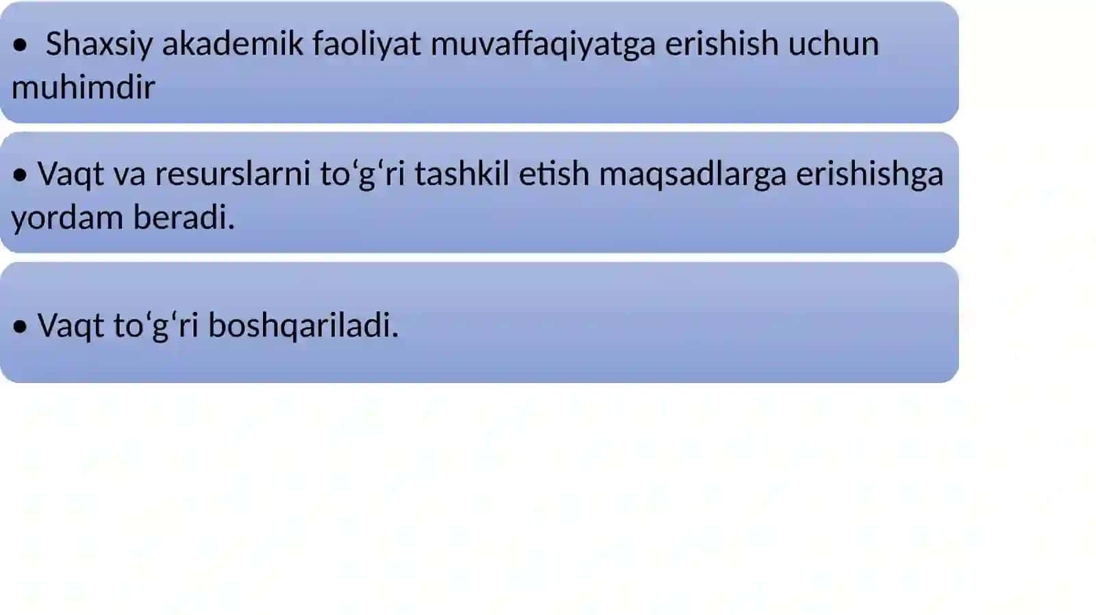 Shaxsiy akademik faoliyatni tashkil etish 2