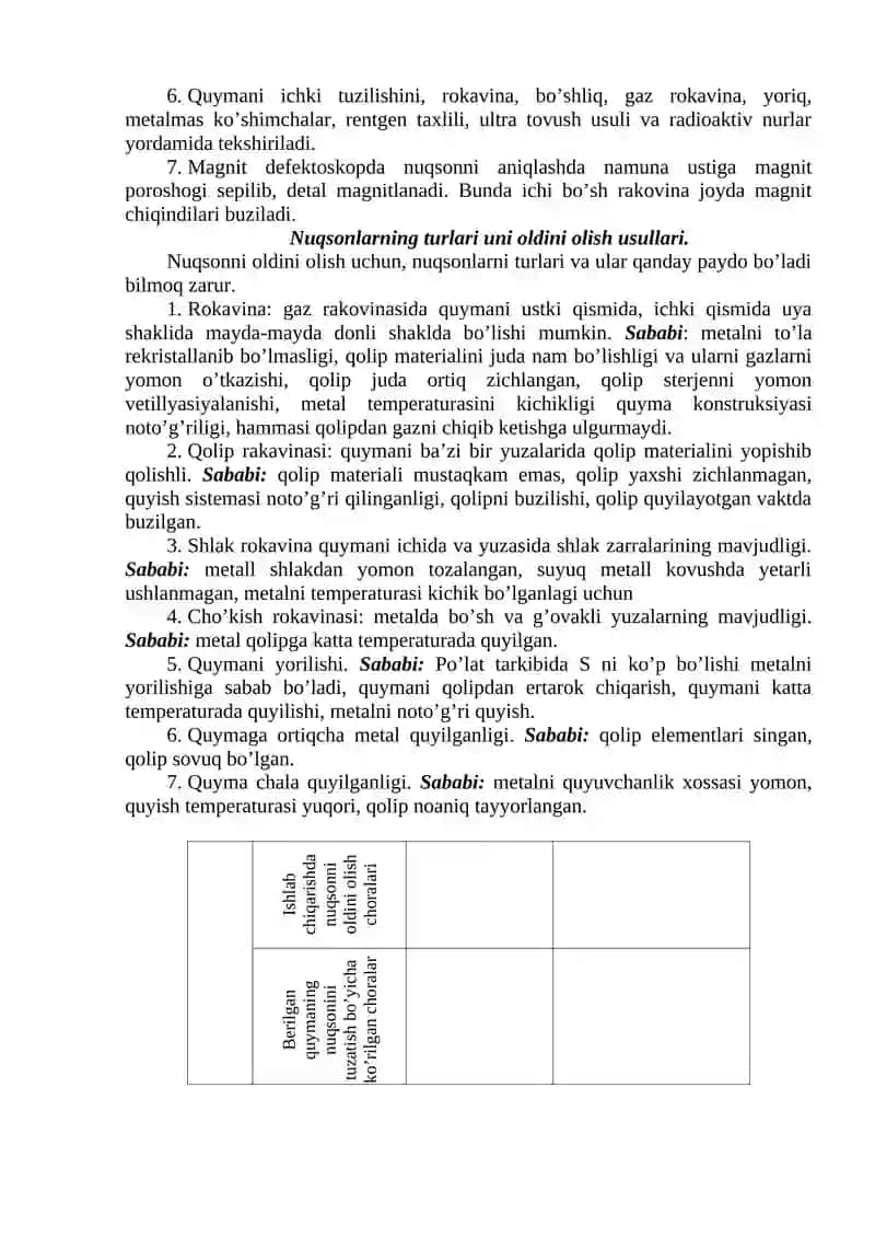 Quymalarda uchraydigan asosiy nuqsonlarni aniqlash 2