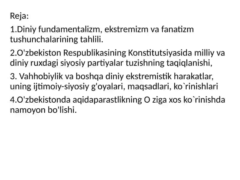 Diniy fundamentalizm, radikalizm va terrorizmning tarixi va yo`nalishlari 2