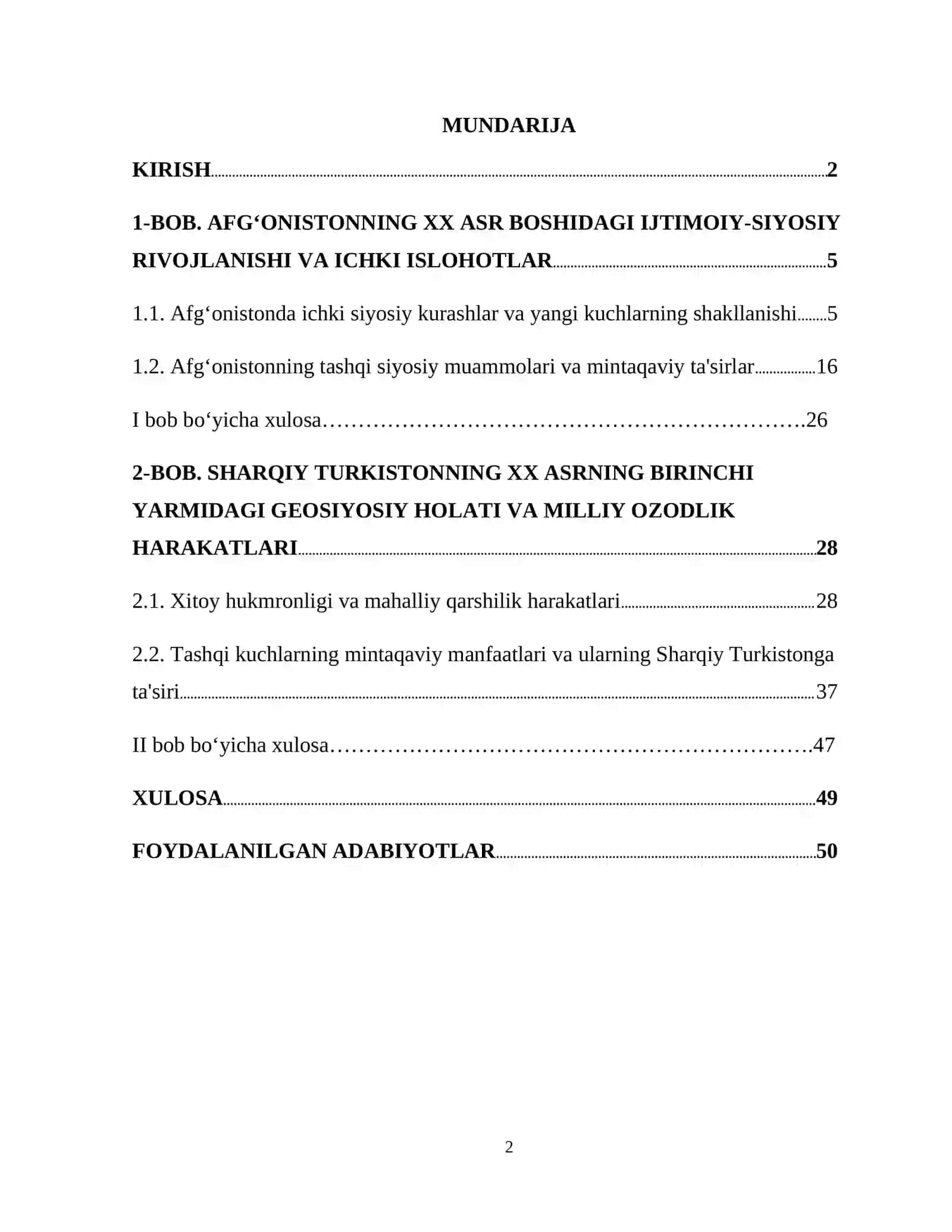 XX аsrning birinchi yаrmidа Аfgʻоnistоn vа Shаrqiy Turkistоn ijtimоiy siyоsiy vаziyаt 2