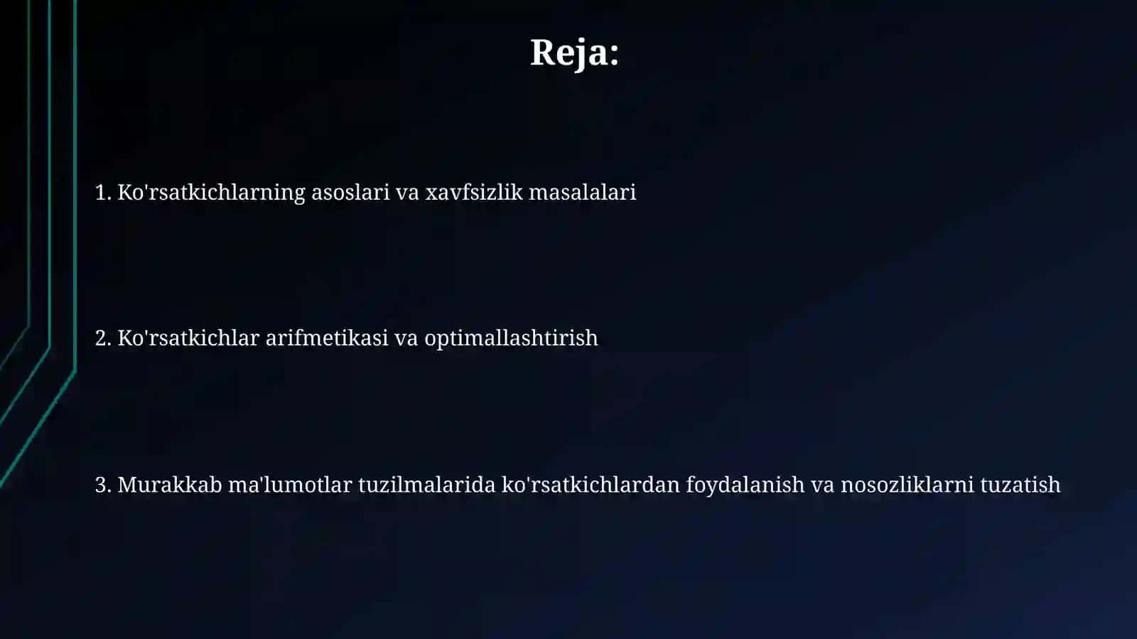 Koʻrsatkichlarning tarmoq xususiyatlari 2