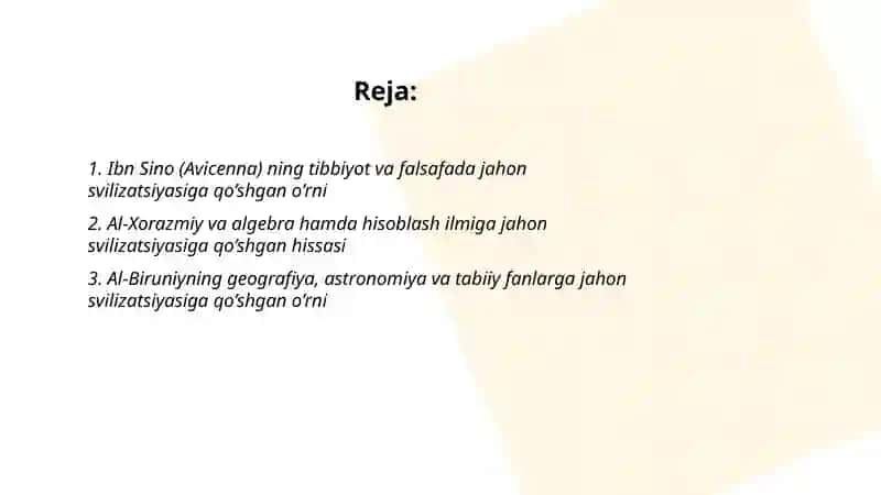 Ibn Sino (Avicenna) ning tibbiyot va falsafada jahon svilizatsiyasiga qo’shgan o’rni 2