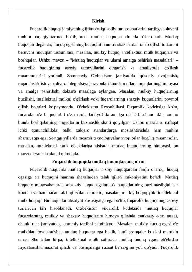 Mutlaq huquqlar va ularni amalga oshirish masalalari 2