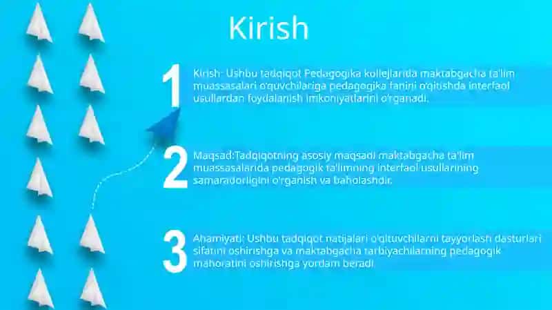 Pedagogika Kollejida Maktabgacha Pedagogika Fanini O'Qitishda Interfaol Metodlaridan Foydalanish Yo'Llarini O'Rganish 2