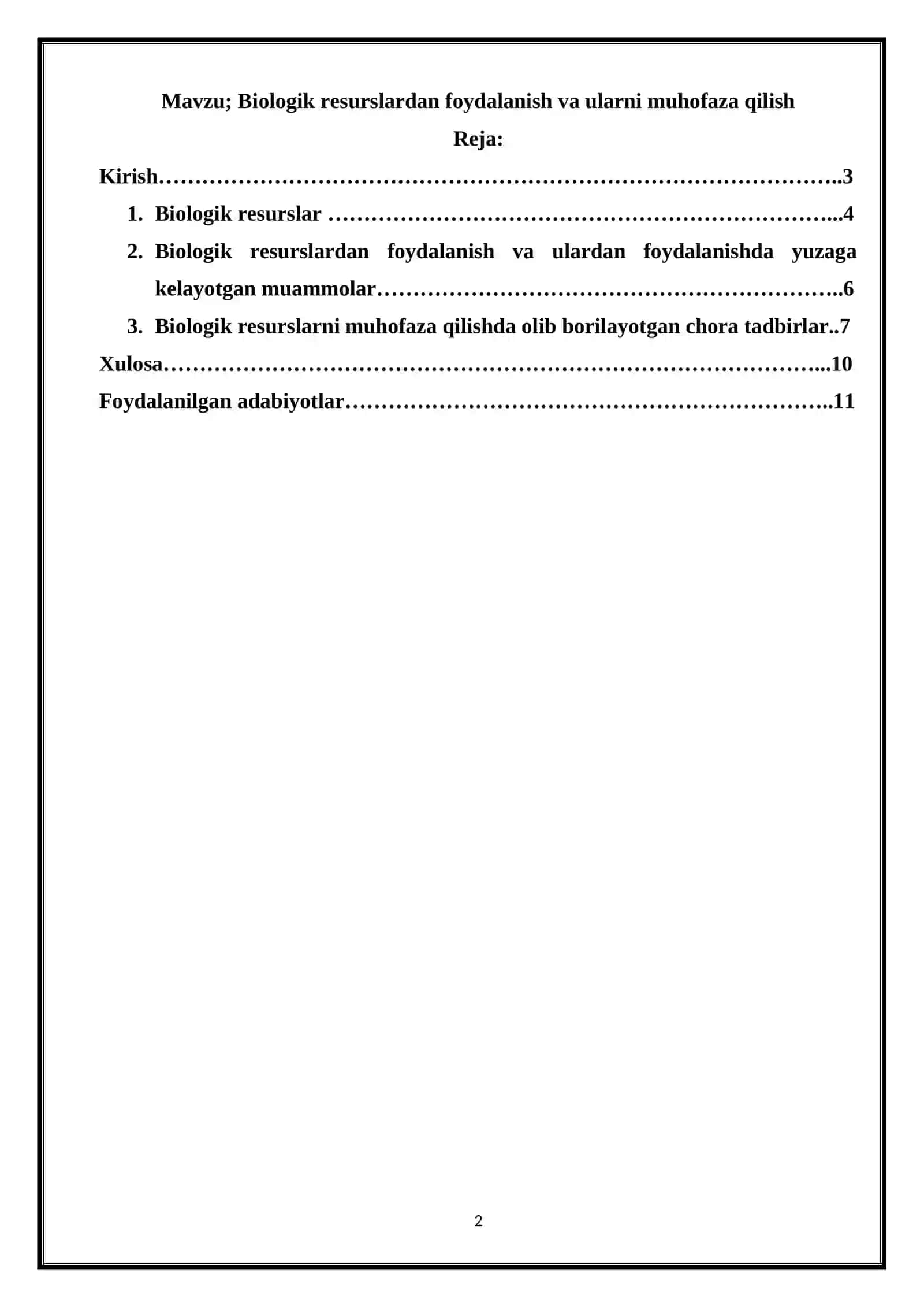 Biologik resurslardan foydalanish va ularni muhofaza qilish 2