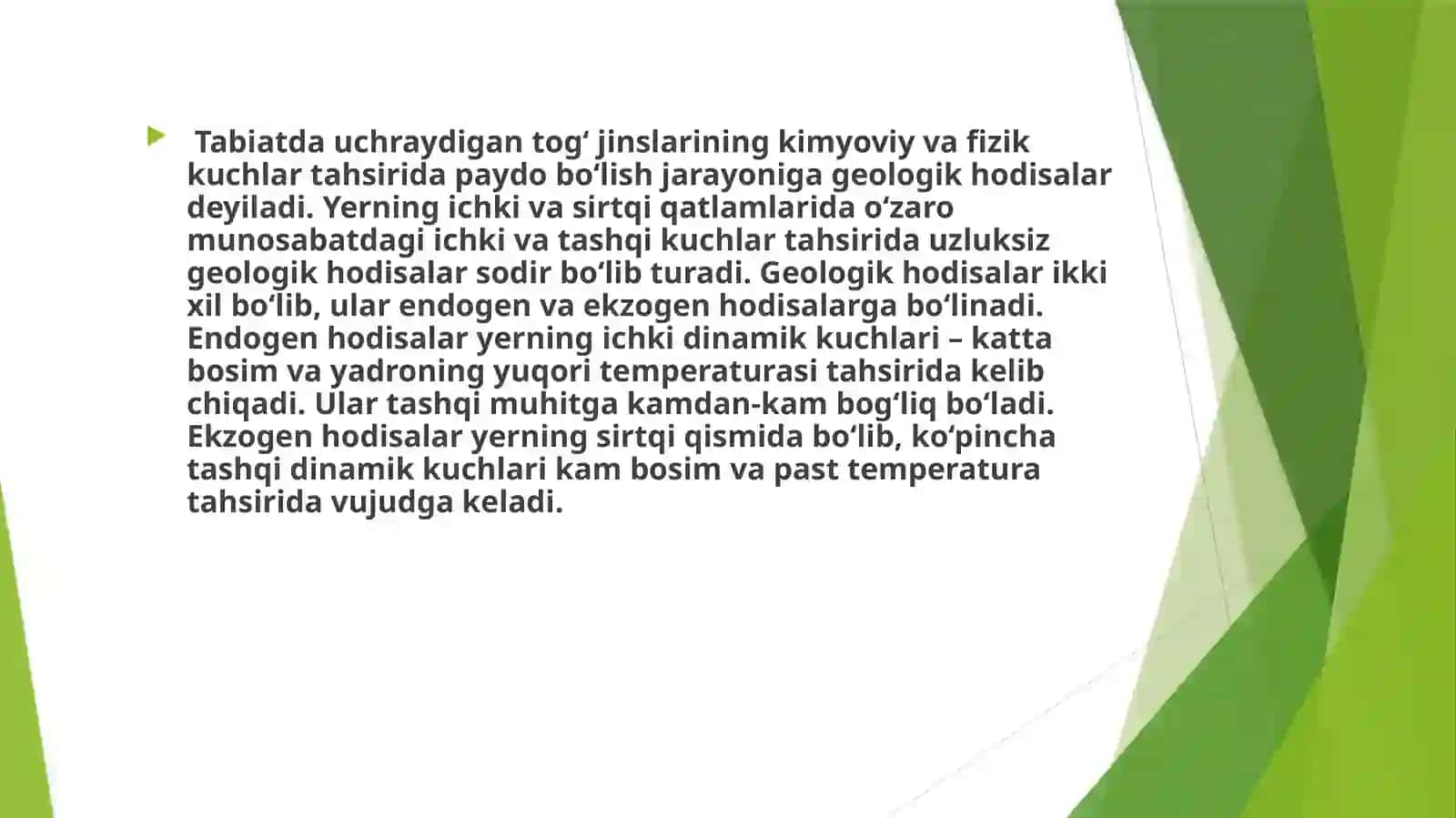 Geologik hodisalar haqida 2