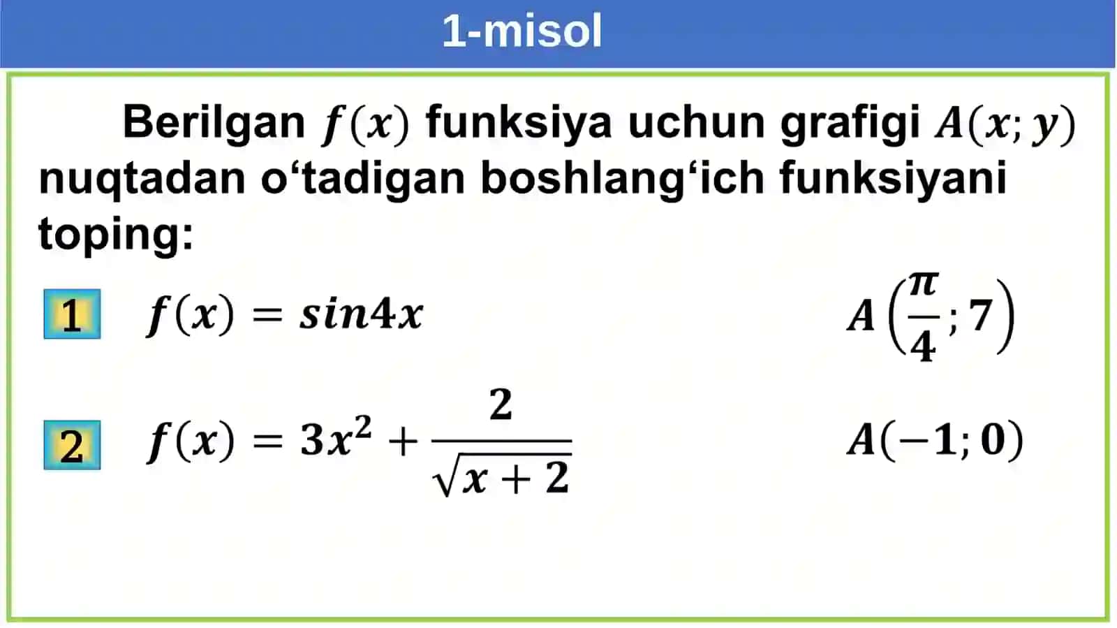 Integrallar jadvali 2