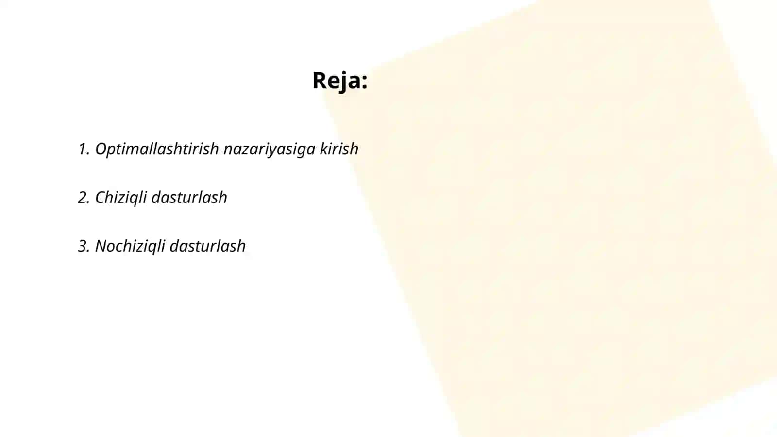 Optimallashtirish masalasining matematik tasniyva uni MS Excel dasturida yechishda 2