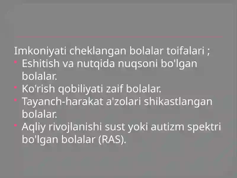 Inkluzivtalim: Imkoniyati cheklangan bolalar bilan ishlashning zamonaviy metodikasi 2