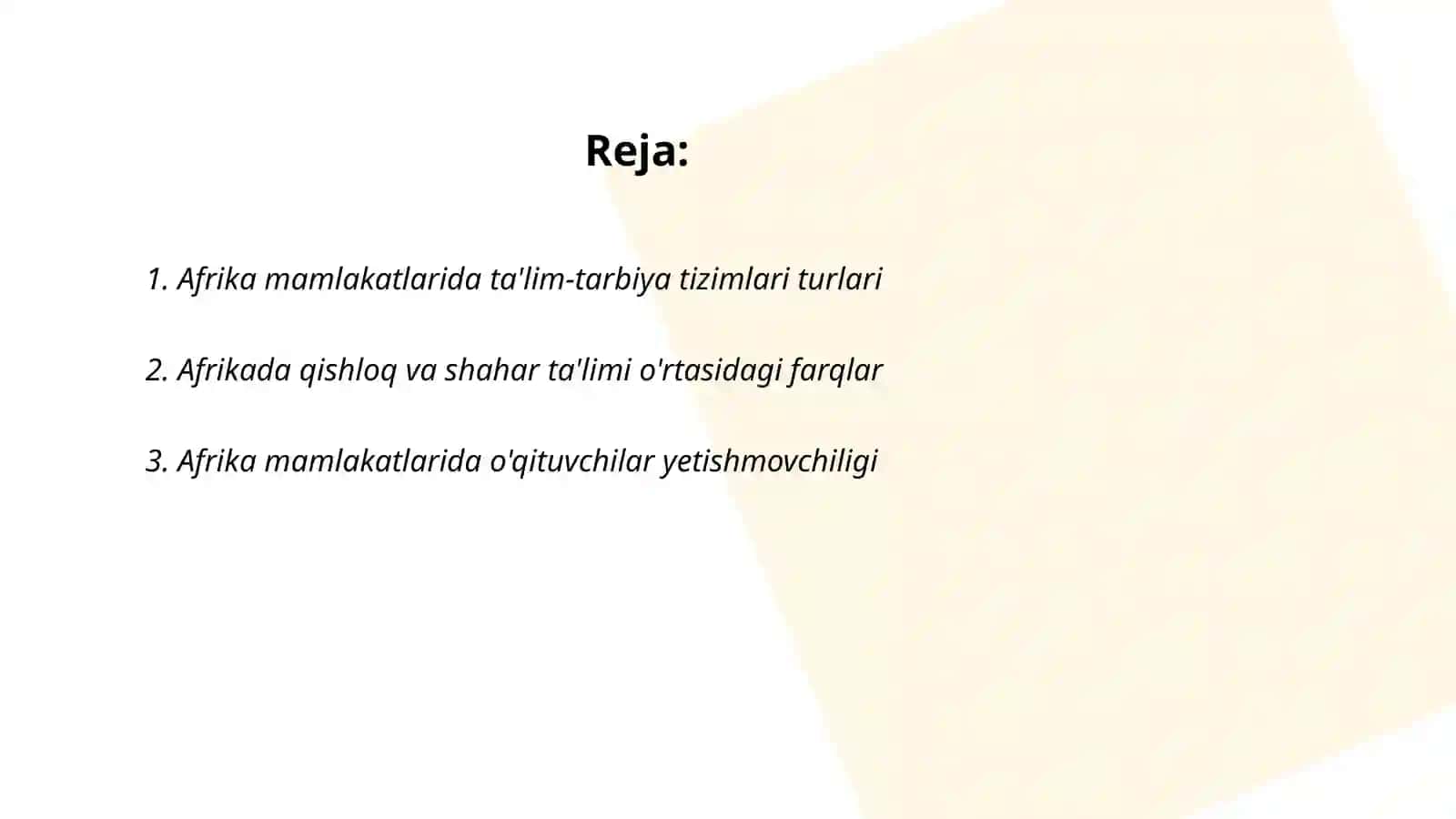 Afrika mamlakatlarida ta'lim-tarbiya jarayonlari 2