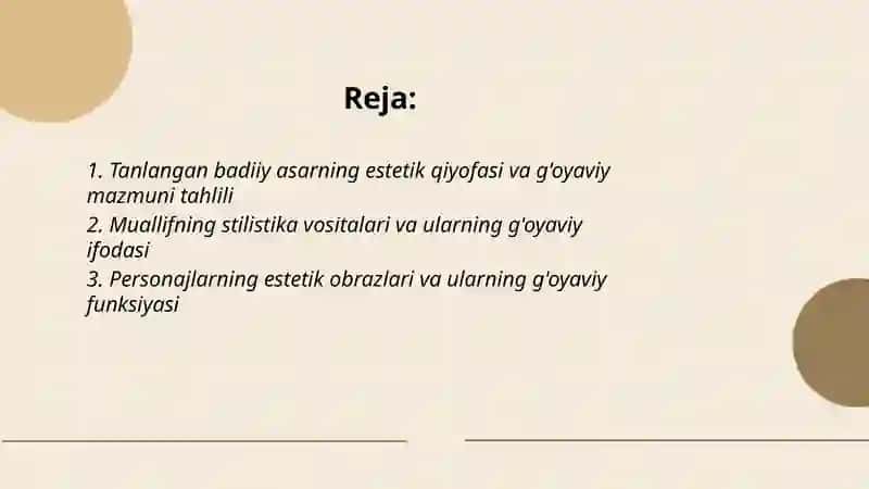 Tanlangan badiiy asarlarni estetik-g'oyaviy jihatdan tahlil qilish 2