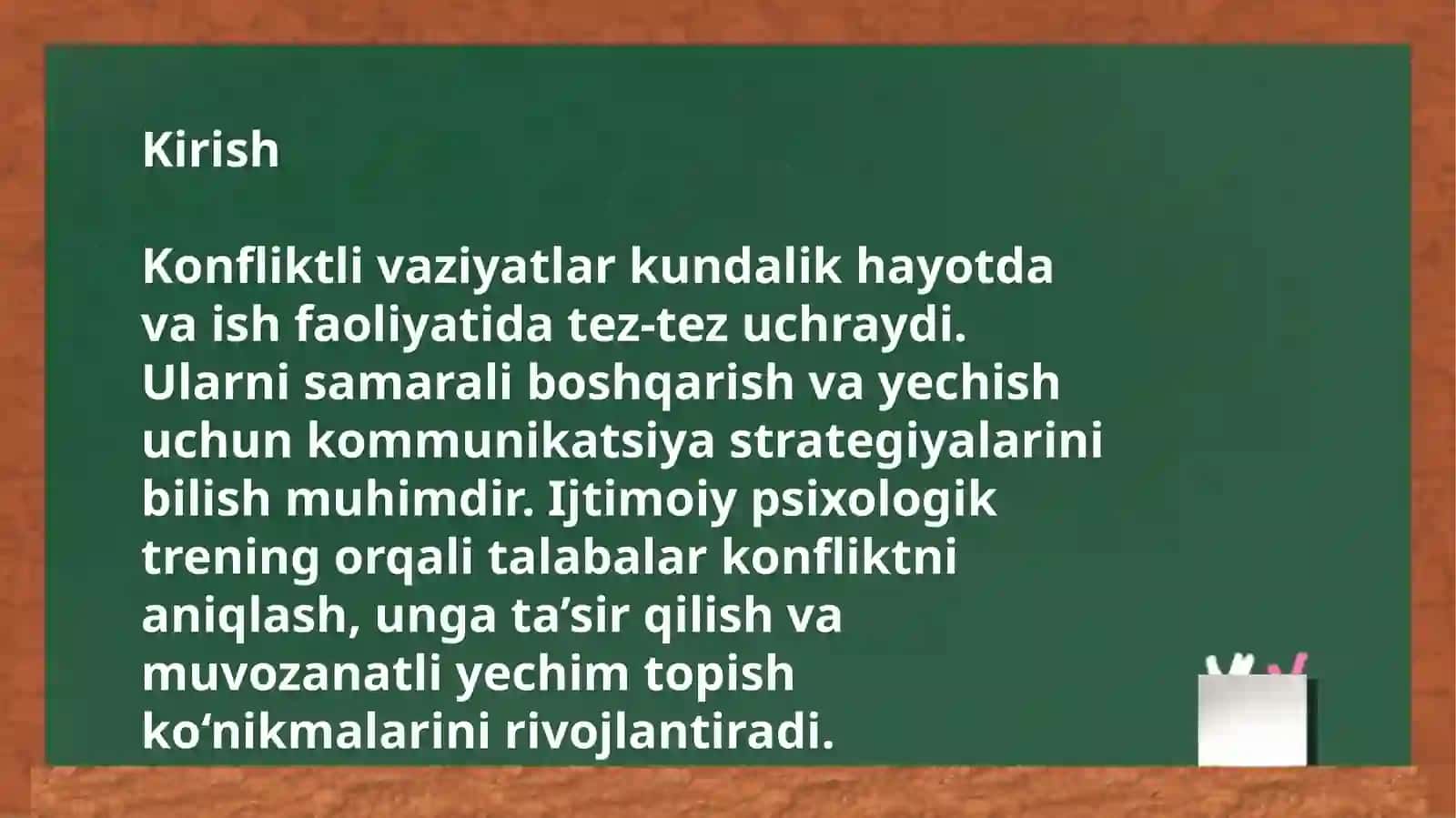 “Konfliktli vaziyatlarda kommunikatsiya strategiyalari” 2