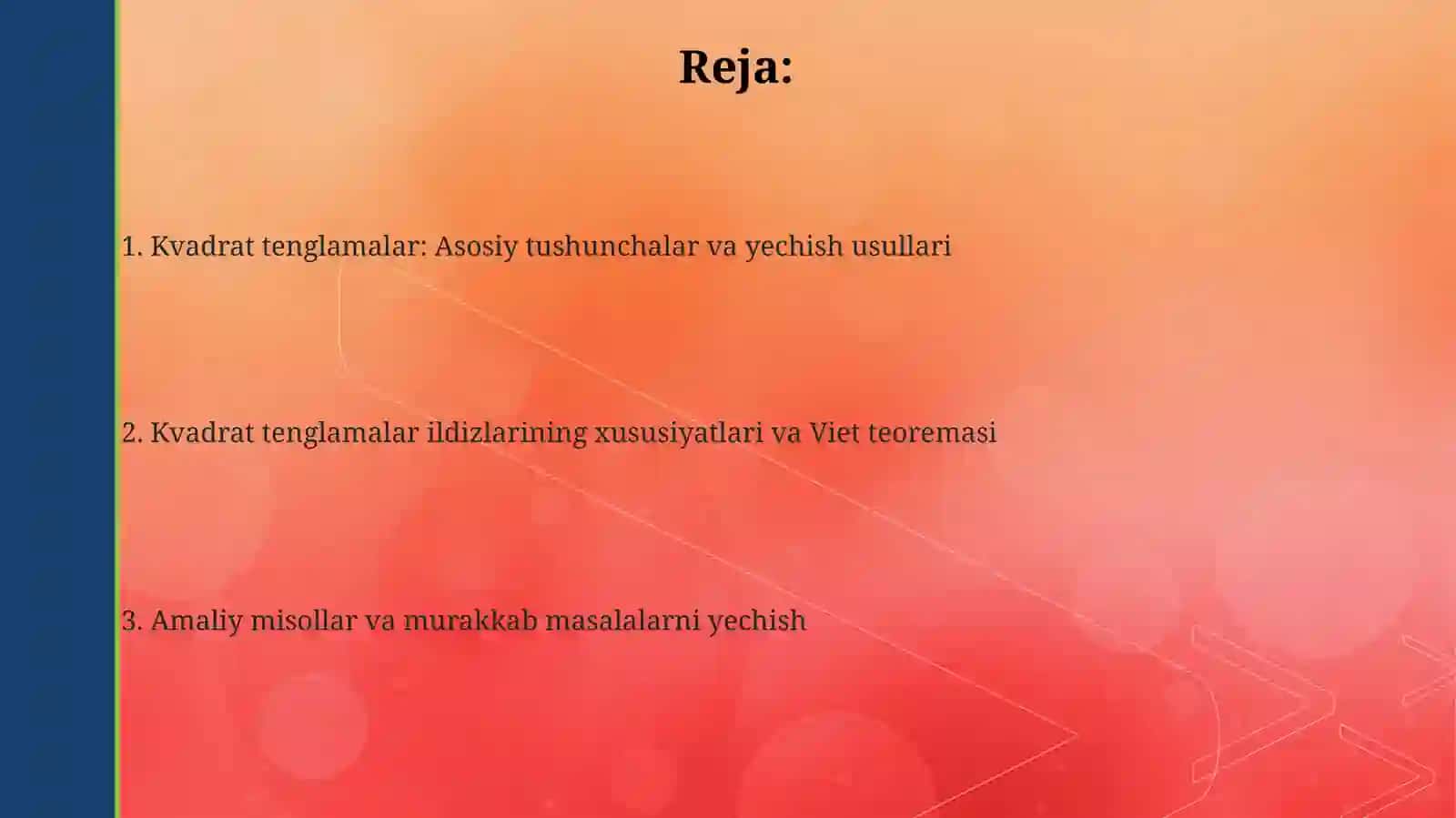 Kvadrat tenglamalar 2