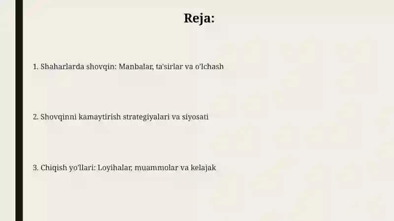Shaharlarda shovqin darajasini aniqlash va unga qarshi kurashish 2