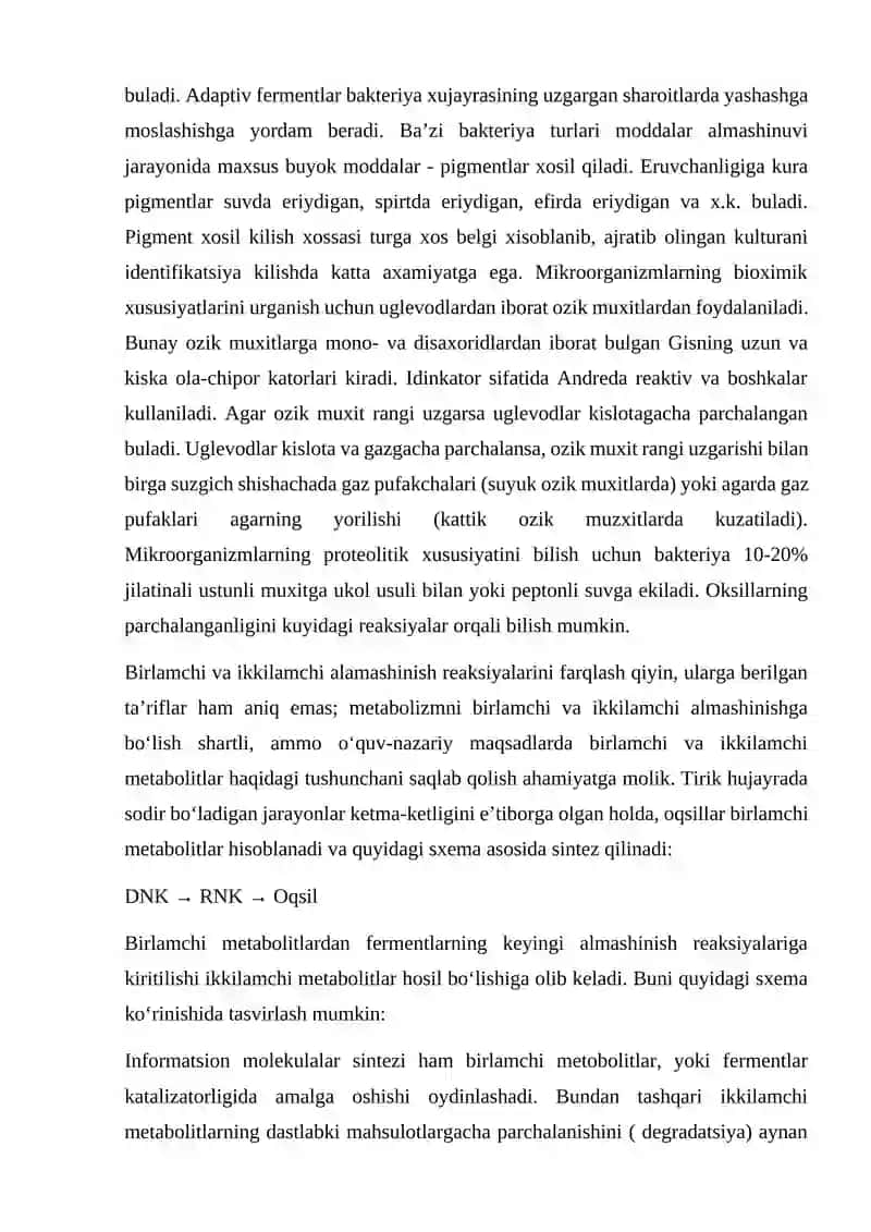 Mikroorganizmlardan zarur moddalar sintezlab olish 2