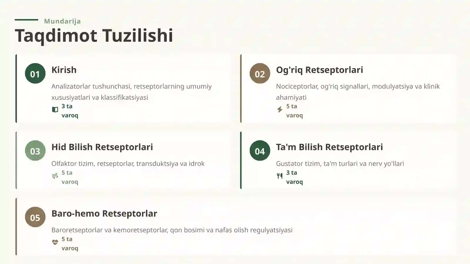 Analizatorlar Fiziologiyasi va Retseptorlar 2