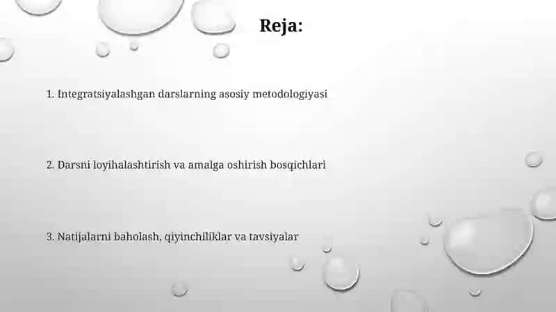 Integrallashgan mashg'ulotlarni tashkilotish metodikasi 2