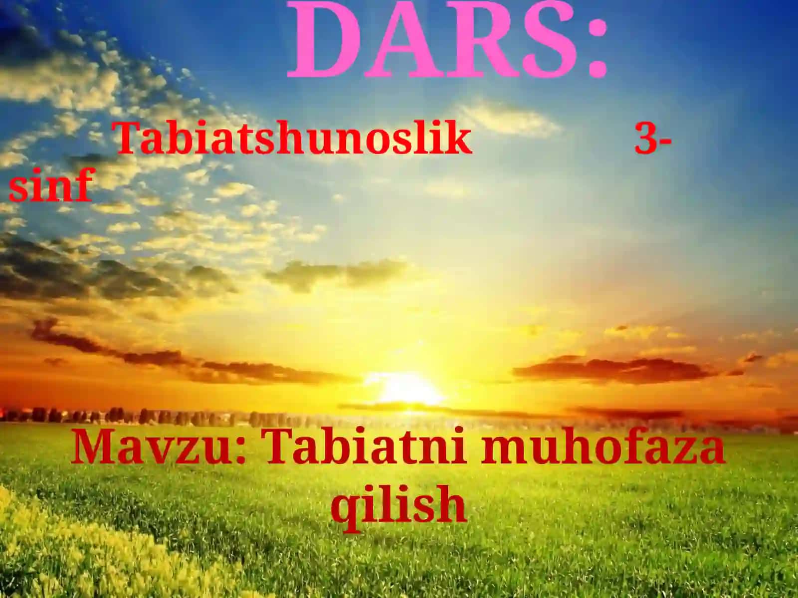 3-sinf Tabiiy Fan (Science) Tabiatni muhofaza qilish dars ishlanma 2