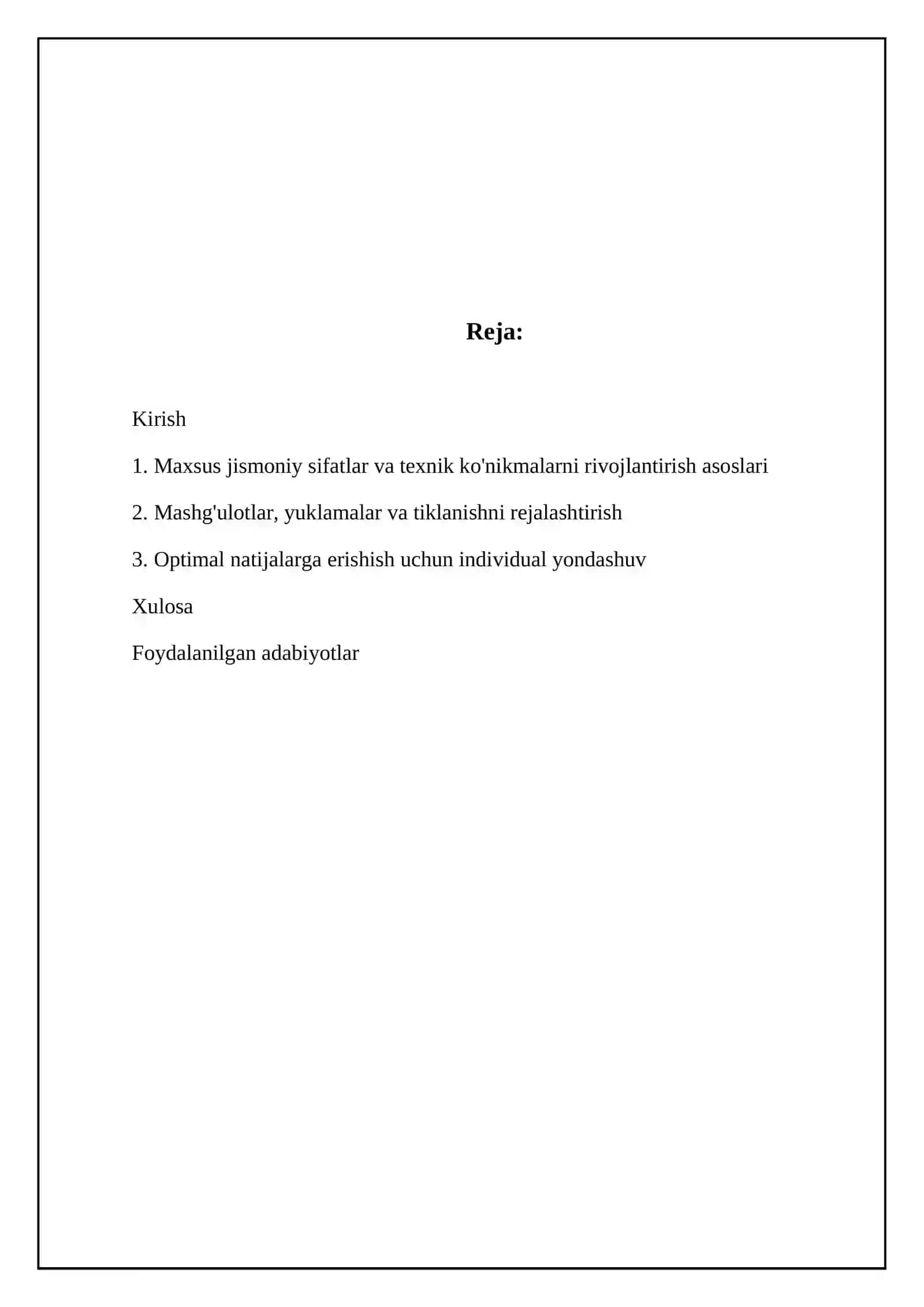 Maxsus jismoniy sifatlar va texnik ko'nikmalarni rivojlantirish asoslari 2