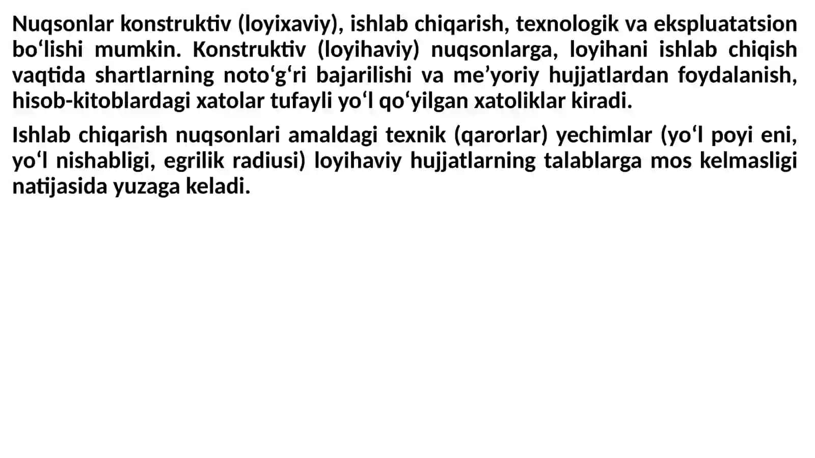 Nuqsonlar va ularning sabablari 2