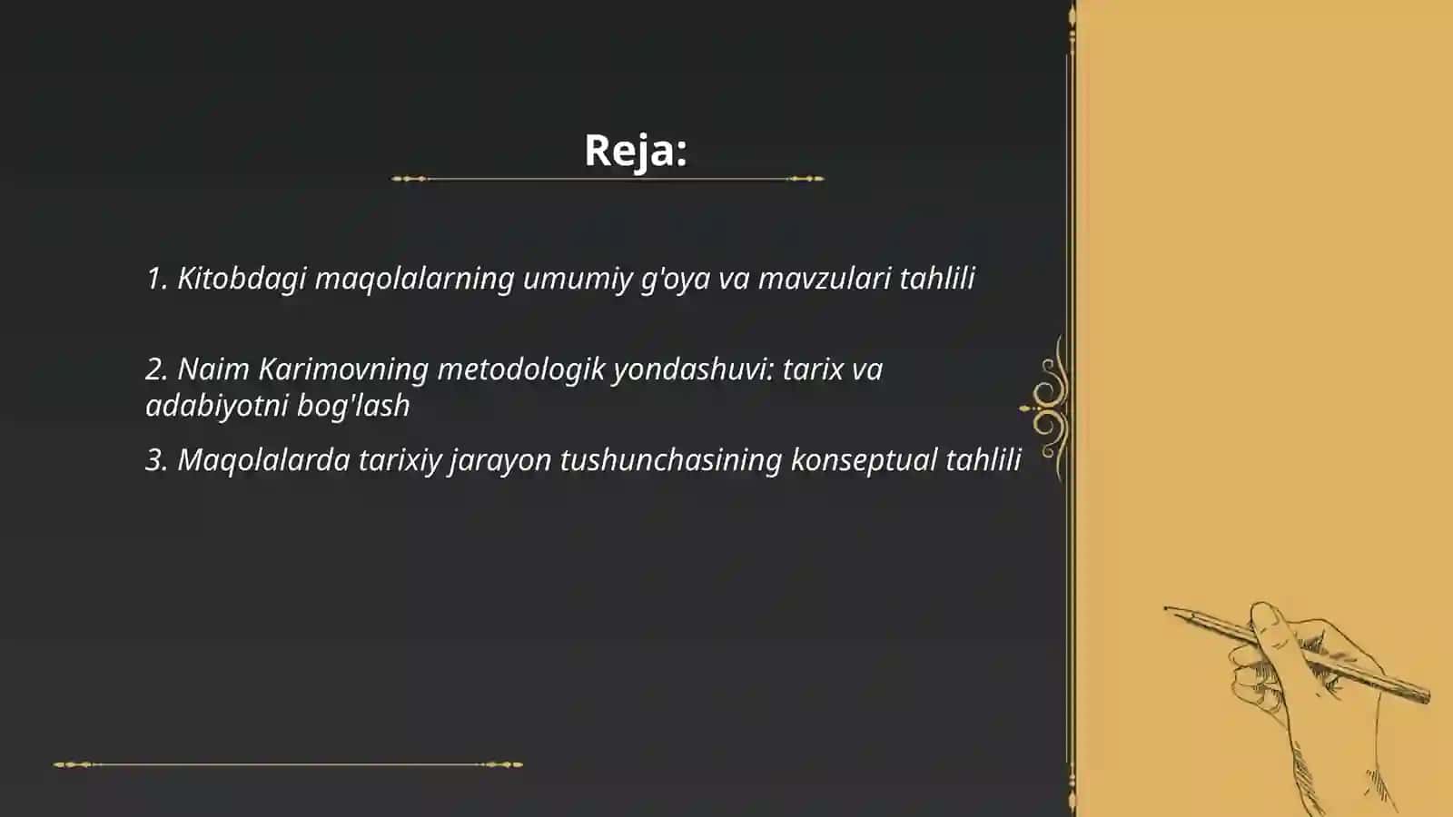 Naim Karimovning"Adabiyot va tarixiy jarayon kitobidagi maqolalar" tahlili 2
