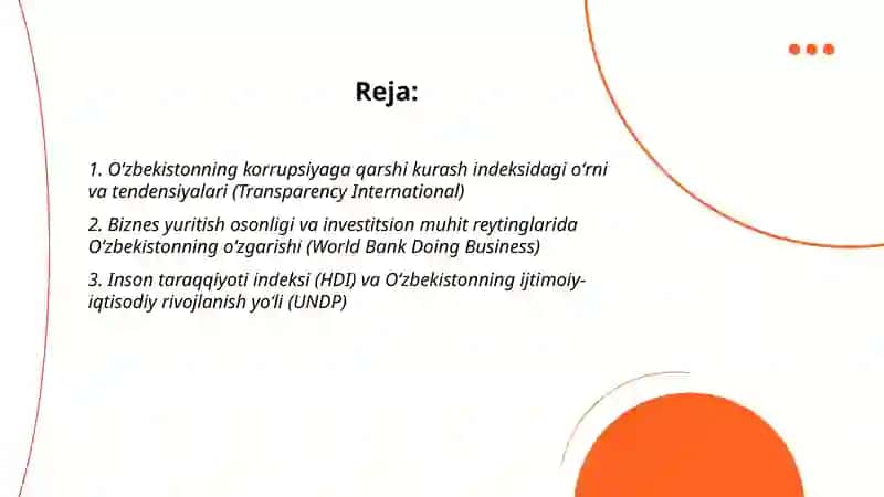 Oʻzbekistonning korrupsiyaga qarshi kurash indeksi 2