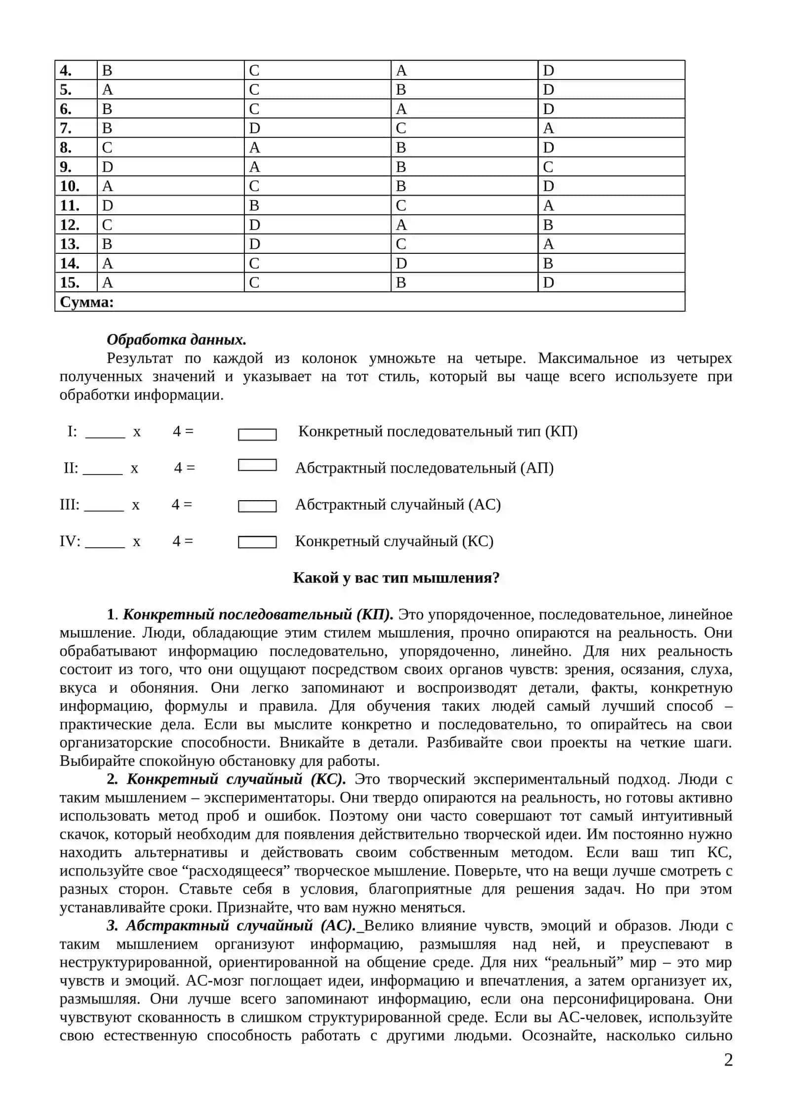 Определите свой стиль мышления 2