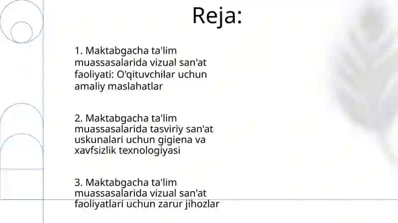 Tasviri faoliyat mashg'ulotlari uchun jihozlar 2