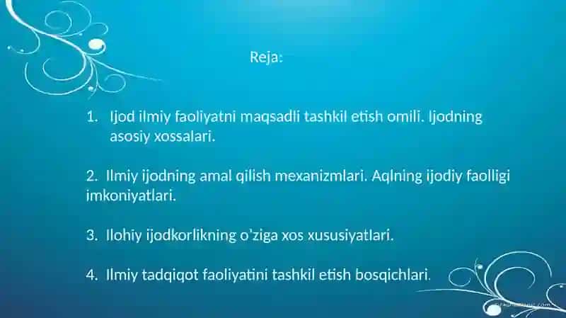 Ijodilmiy faoliyatni maqsadli tashkil etish omili 2