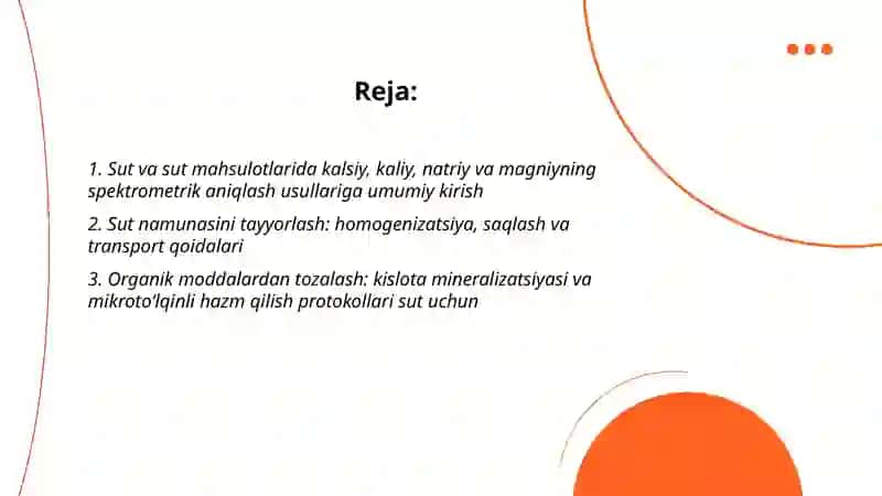 Sut va sut mahsulotlari kalsiy kaliy natriy magniy tarkibini aniqlash spektrometrik usuli 2