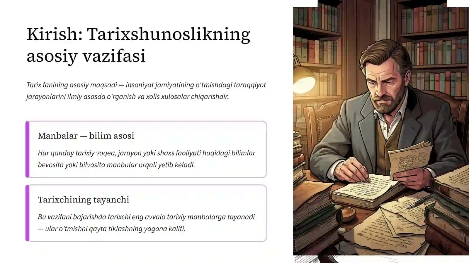 Tarixiy manbalarni mavzular bo'yicha saralash, tasniflash va tahlil qilish tamoyillari 2