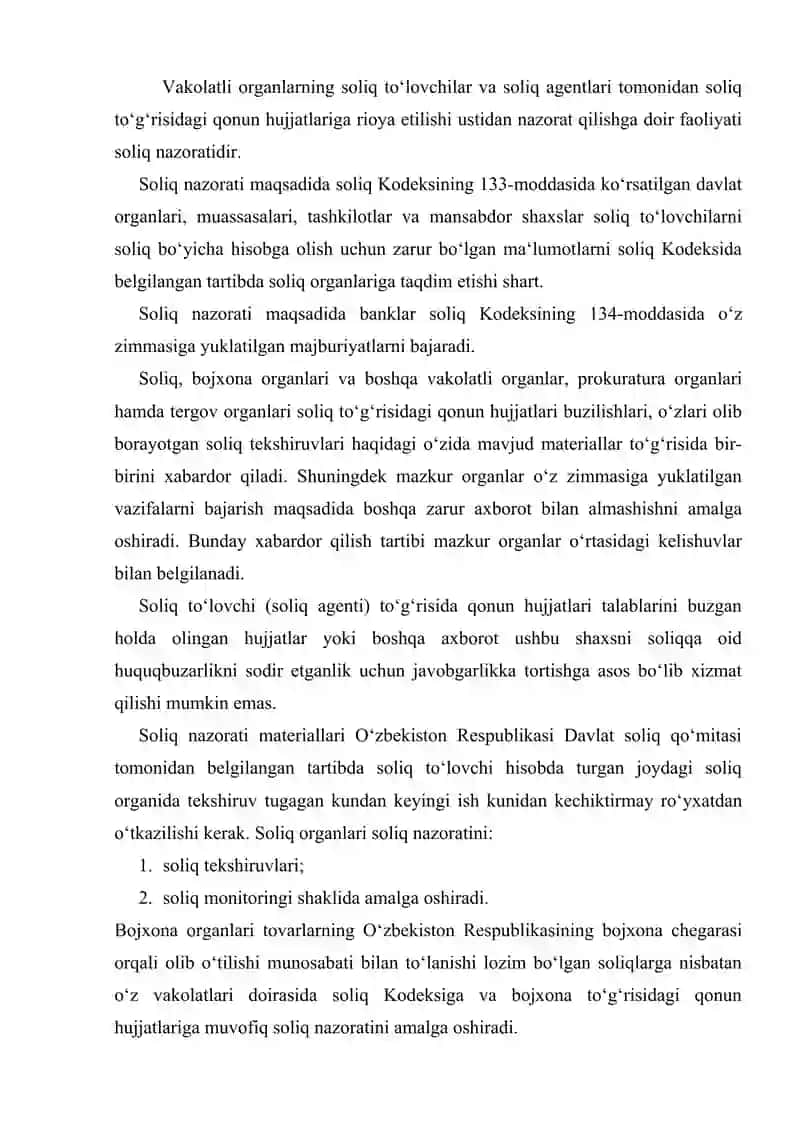 Soliq nazorati hamda soliqqa  oid huquqbuzarliklar  va ularni  sodir etganlik uchun javobgarlik 2